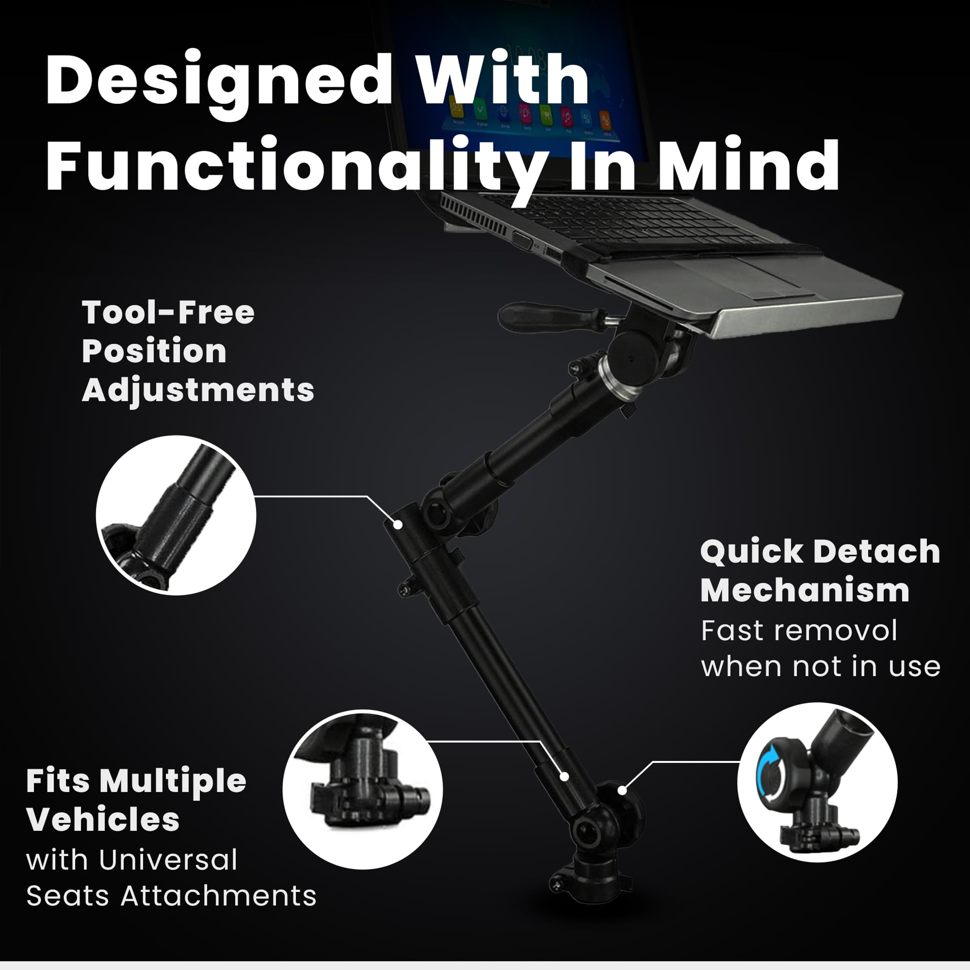 ONYX 車載用ノートパソコンマウントテーブル Amazon.co.jp: Mount-It!車のノートパソコンマウント、ドリル不要の